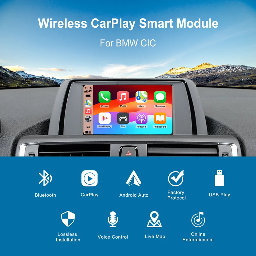 Wireless carplay Android for BMW 3 5 7 X1 X3 X4 X5 X6 CIC system E60 F10 F11 F07 F01 E84 F