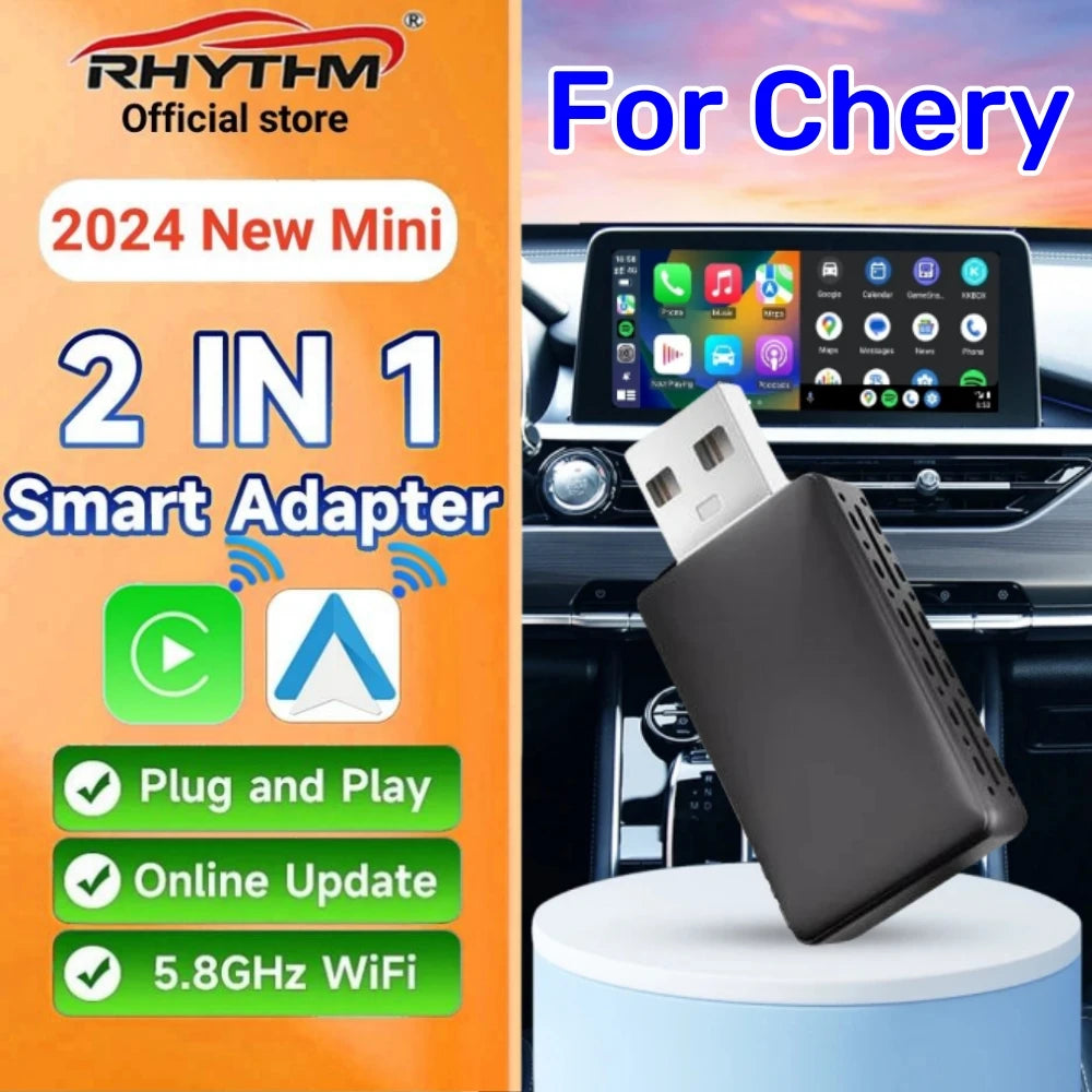 Mini 2in1 Rhythm Wireless Carplay Adapter Android Auto For Chery Tiggo 8 Tiggo 2 Tiggo 3 T | AUTOKITSHOP