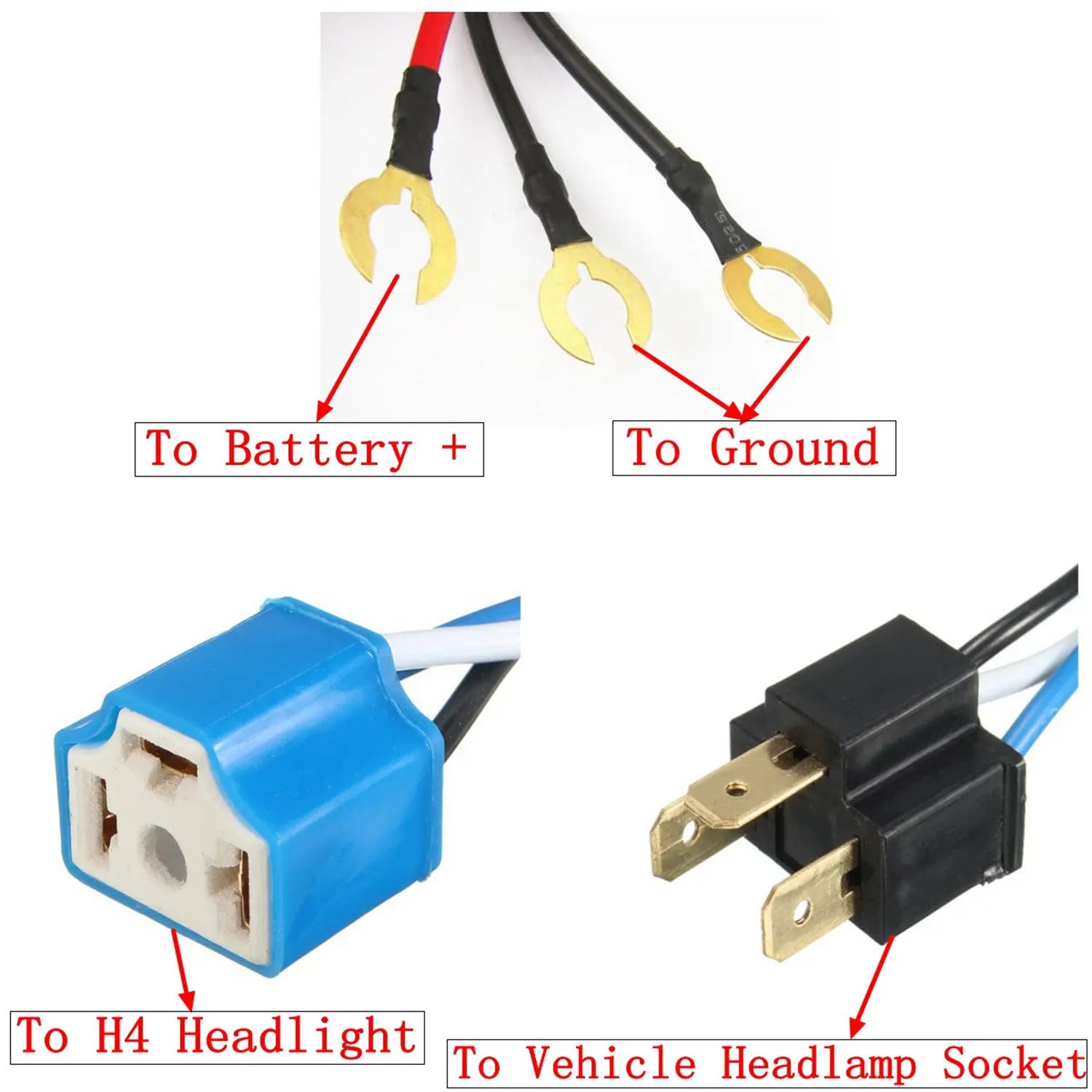 H4 Negative-Switched LED Bypass Harness for Jaguar XF BMW 7 Series Car Accessories