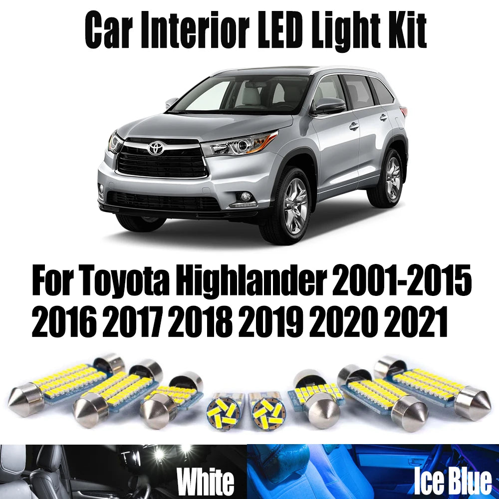 LED Interior Light Kit for Toyota Highlander 2001- 2019 - Canbus Dome Map Door Trunk Bulbs | AUTOKITSHOP
