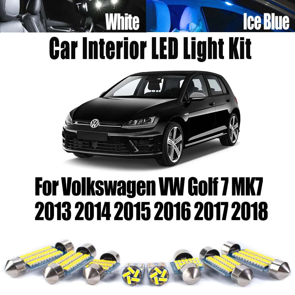 13-Piece LED Interior Light Kit for Volkswagen VW Golf 7 MK7 2013- 2017 - Canbus Dome Map Door Trunk Bulbs | AUTOKITSHOP