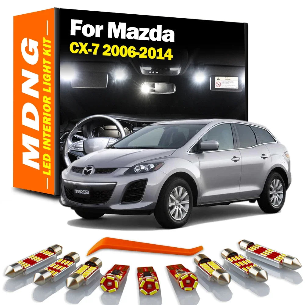 11-Piece LED Interior Light Kit for Mazda CX-7 CX7 2006-2009 - Canbus Dome Map Door Trunk Bulbs | AUTOKITSHOP