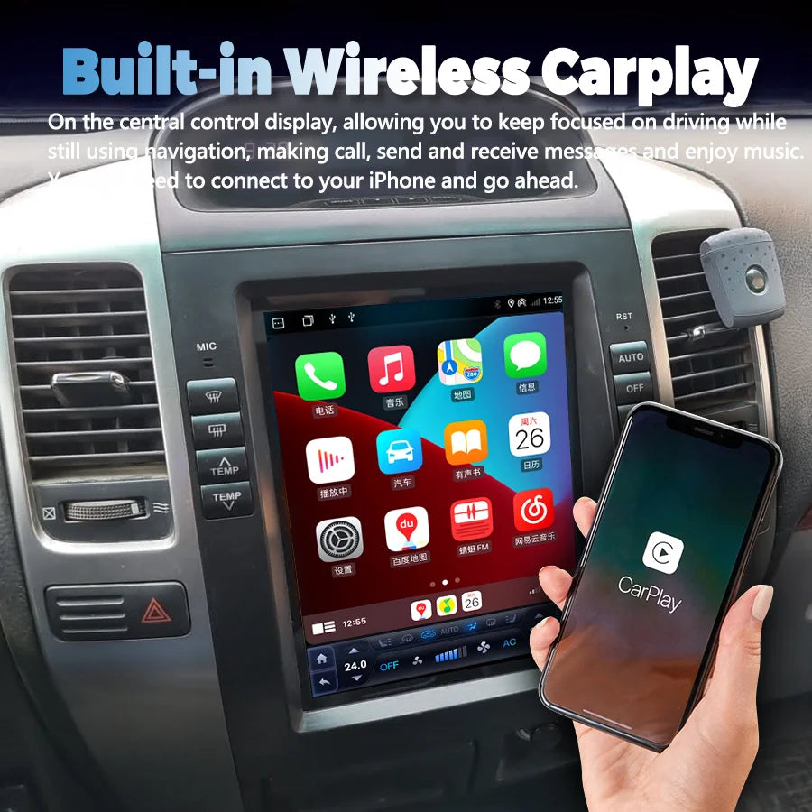 10.4" Android Screen For Lexus GX470 For Toyota Land Cruiser 120 Prado Car Radio Multimedi
