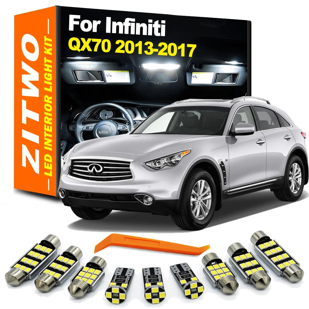 ZITWO 20Pcs Full LED Interior Dome Map Foot Door Trunk Light Kit For Infiniti QX70 2013 2014 2015 2016 2017 License Plate Lamp