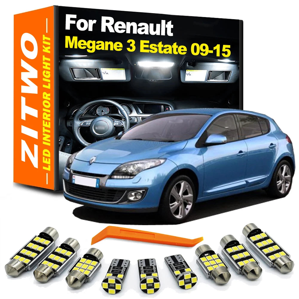 ZITWO 16Pcs LED Bulb Interior Light Kit For Renault Megane Estate Grandtour Wagon 3 MK3 III 2009 2010 2011 2012 2013 2014 2015