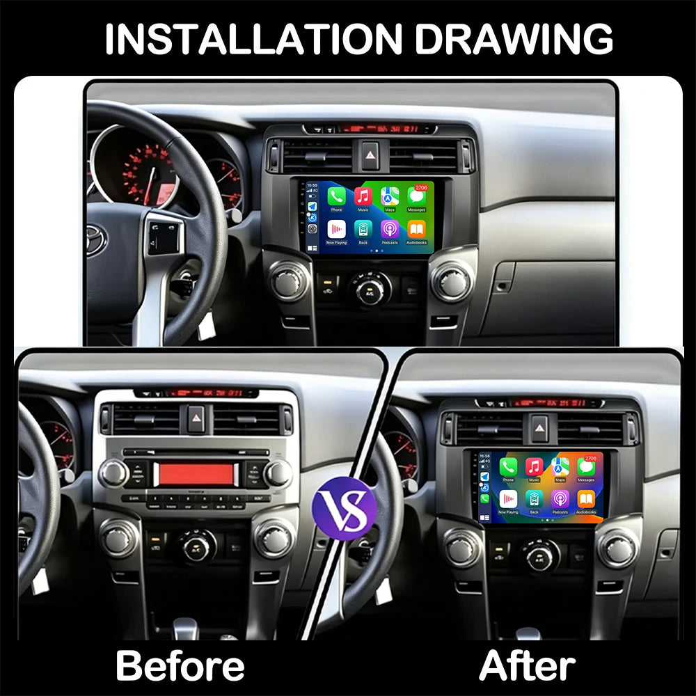 9 Inch Android 16 For Toyota 4Runner 2009-2019 Car Radio 4G WIFI DSP Stereo Multimedia Pla