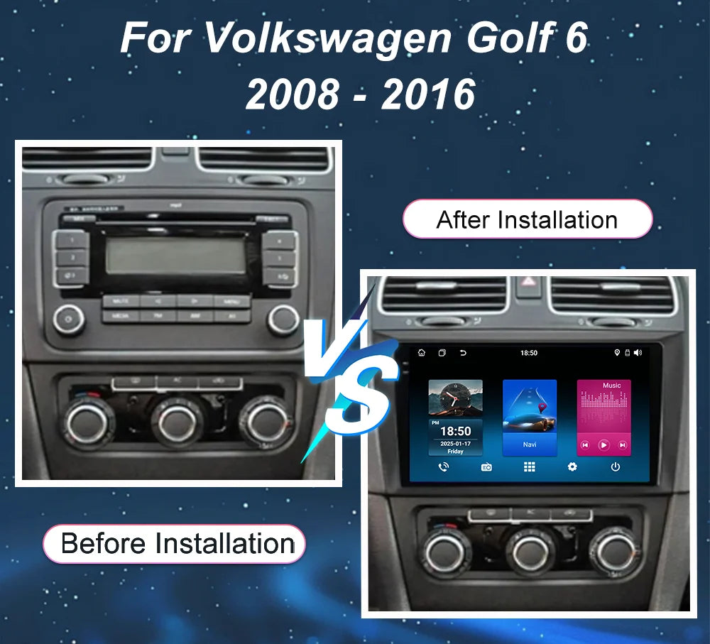 Car Android 16 GPS Navigation For Volkswagen Golf 6 2008 - 2016 Auto Radio Stereo Head Uni