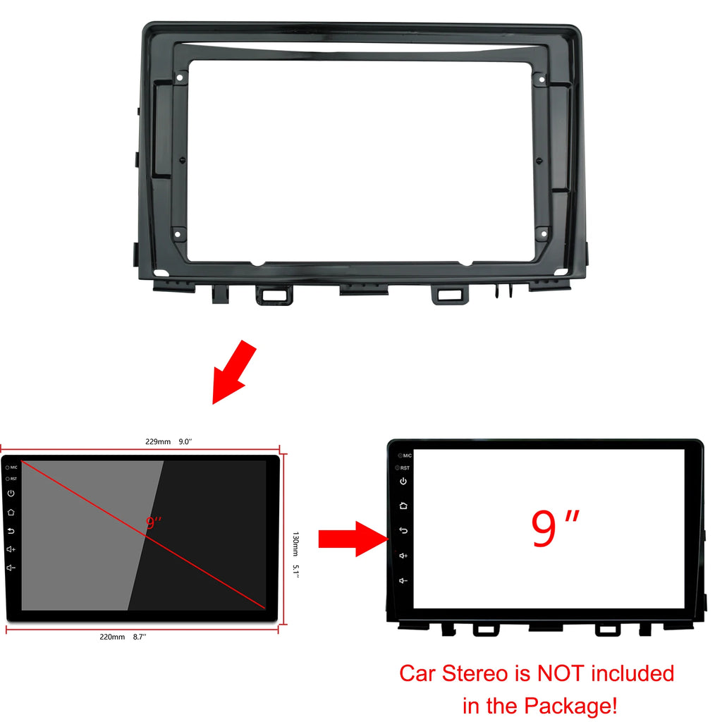 9 inch car Fascia For KIA RIO 5 RIO5 2018-2019 Fascias Replacement 1/2 Din Car frame Plate | AUTOKITSHOP