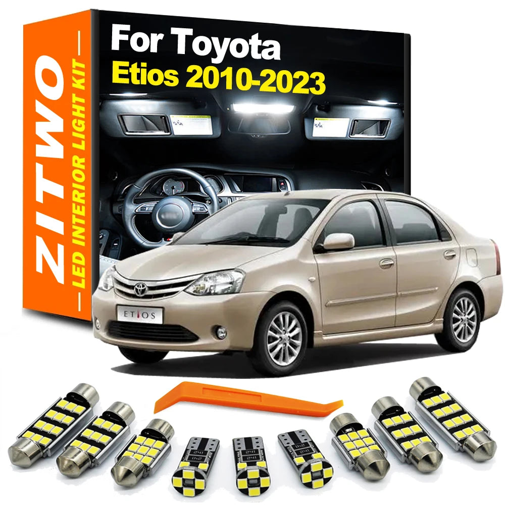 ZITWO 8Pcs LED Interior Map Dome Light Number Plate Bulb Kit For Toyota Etios Liva Cross 2010- 2018 2019 2020 2021 2022 2023