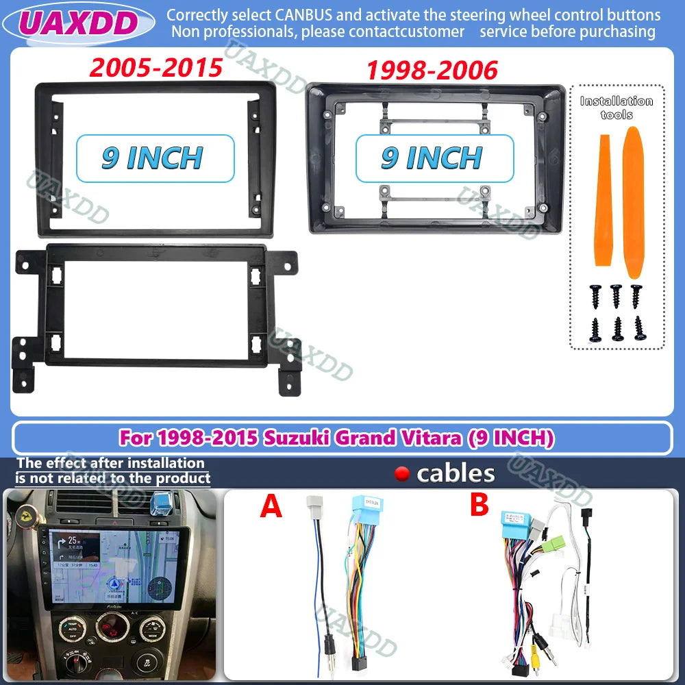 9 Inch Fascia For SUZUKI GRAND VITARA 1998-2015 2 Din Head Unit Car Radio Stereo GPS MP5 A