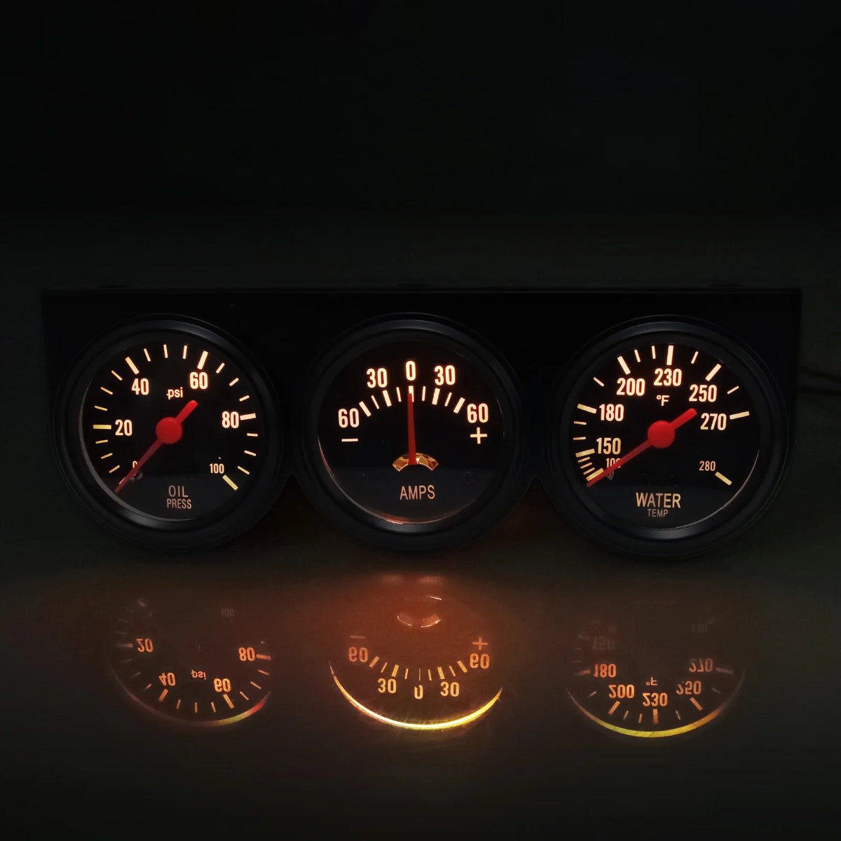 3 in 1 Car Meter Kit Triple Gauge 52mm Oil Pressure Gauge 0-100PSI Water Temp Meters 100℉- 280℉  - Automotive LED Light