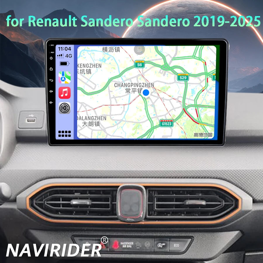 9inch Android 14 Car Radio GPS For For Renault Sandero Dacia Sandero 2019-2025 Multimedia