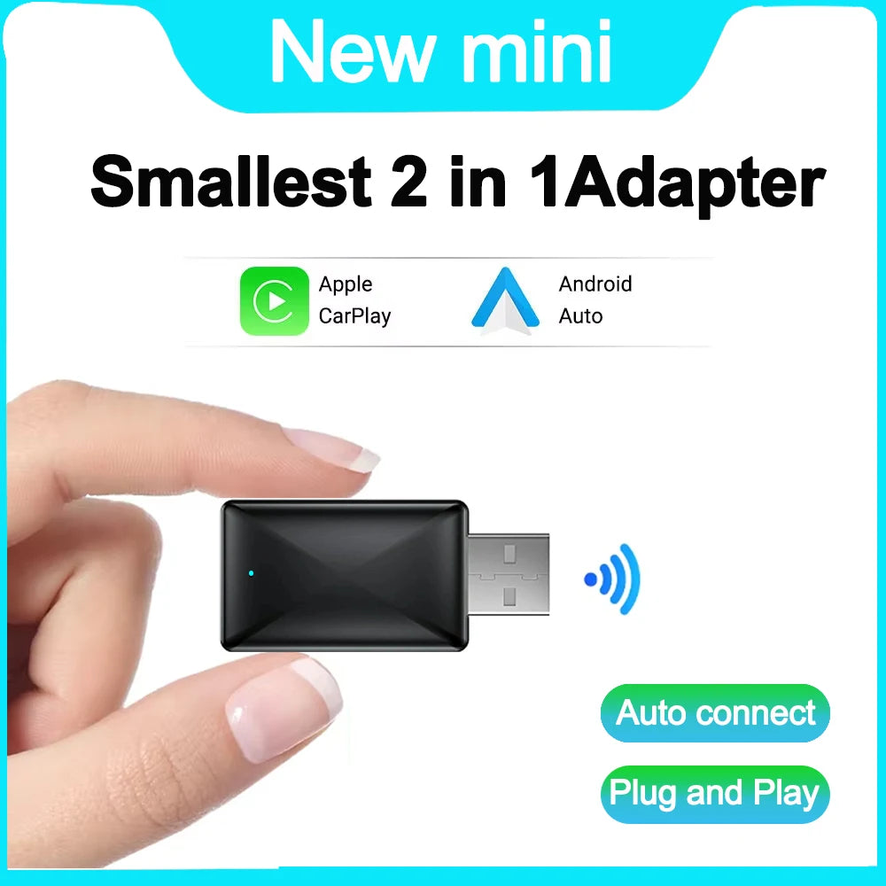 2in1 Wireless CarPlay Android Auto Adapter USB Dongle Smart Mini Box Plug And Play Univers