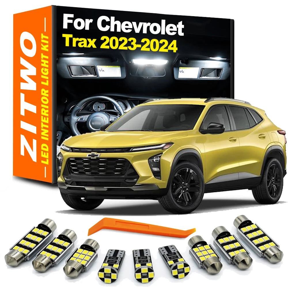 ZITWO 7Pcs For All New Chevrolet Chevy Trax 2024 2025 2026 LED Bulb Interior Map Dome Reading Trunk Light Kit Canbus No Error