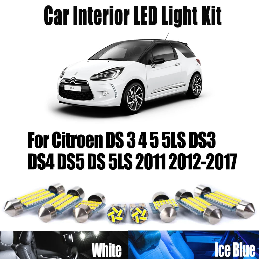 LED Interior Light Kit for Citroen DS 3 4 5 5LS DS3 DS4 DS5 DS 5LS 2012-2017 - Canbus Dome Map Door Trunk Bulbs | AUT...