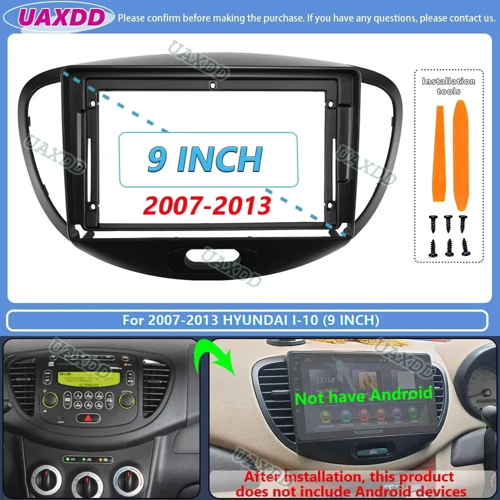 For 2007-2017 Hyundai I-10 9inch 2 Din Car stereo radio Android frame panel fascia cable v
