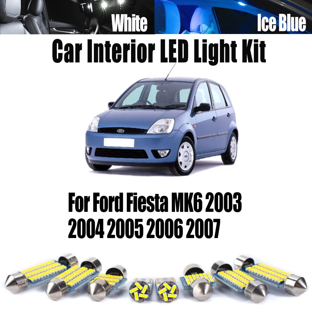 13-Piece LED Interior Light Kit for Ford Fiesta MK6 - Canbus Error-Free Bulbs | AUTOKITSHOP