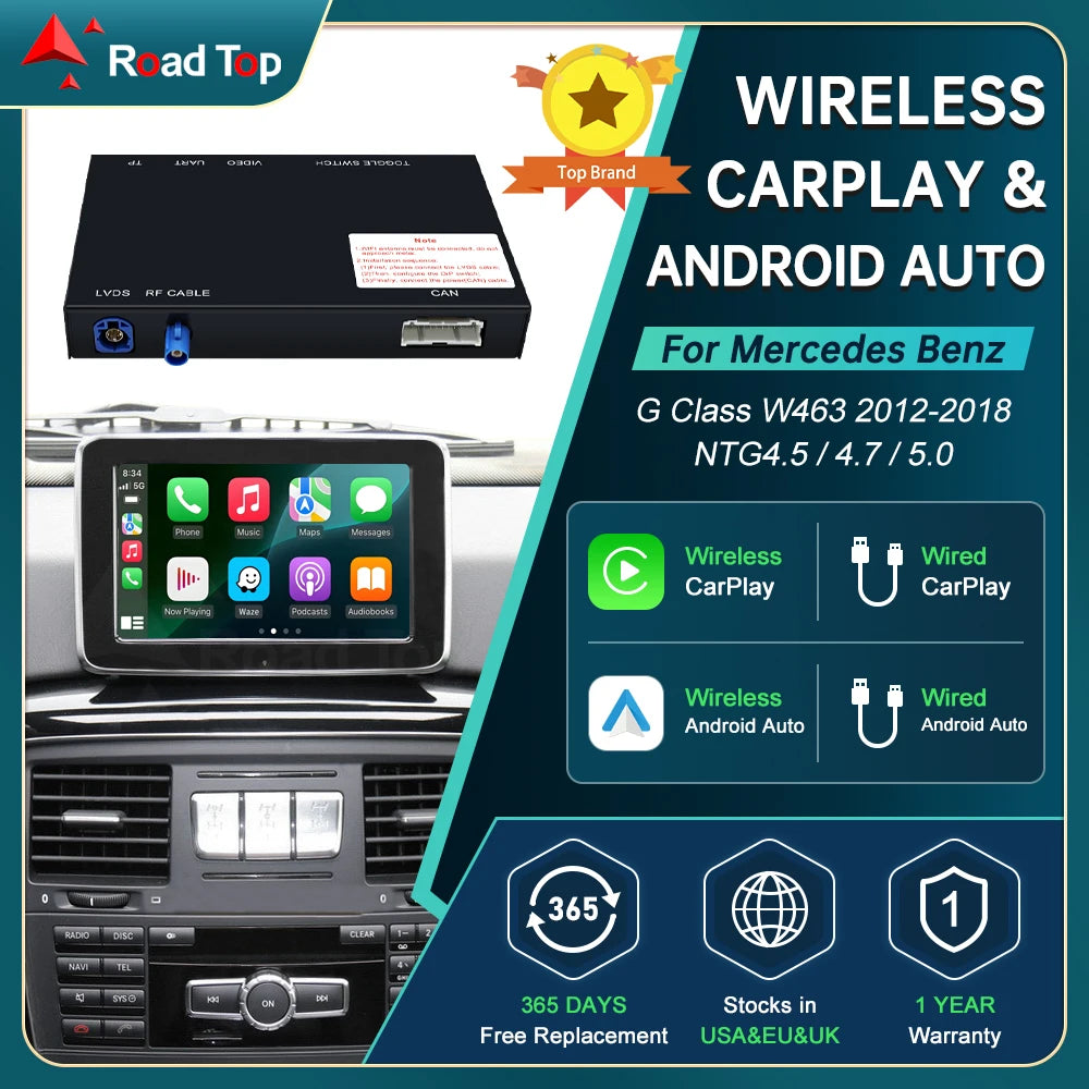 RoadTop Wireless CarPlay Module for Mercedes Benz G-Class W463 2012-2018 G63 G65 AMG G500