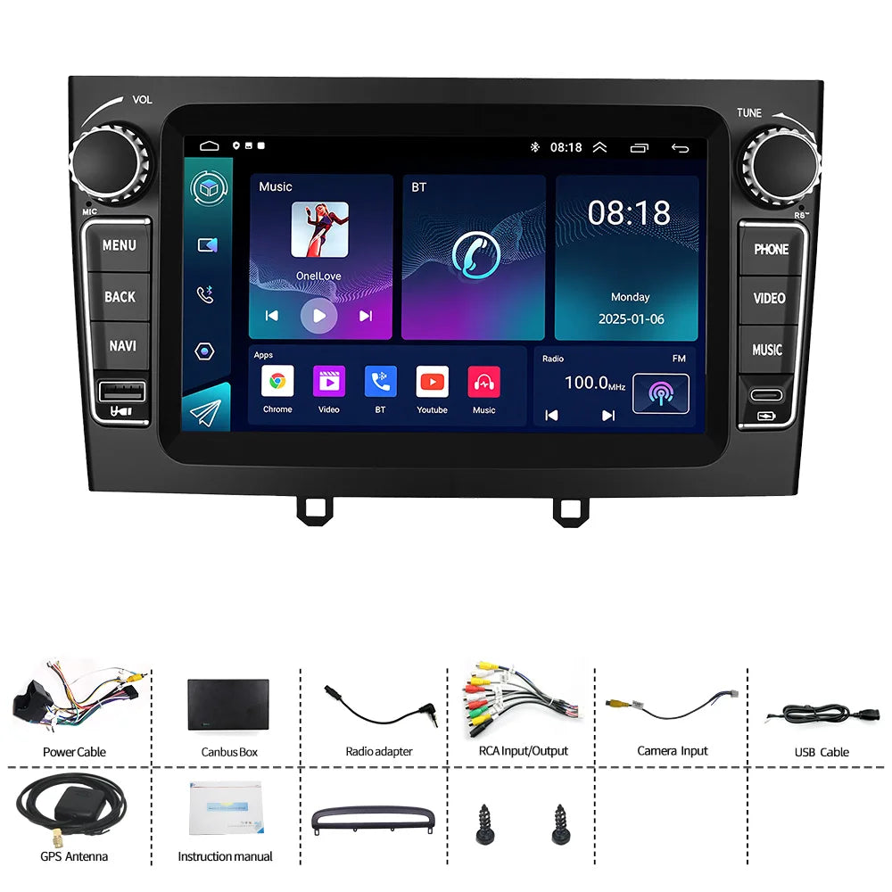 7" Android Car Radio GPS For Peugeot 308 2016-2019 / 408 2014-2021 - CarPlay Auto USB Bluetooth Steering Control