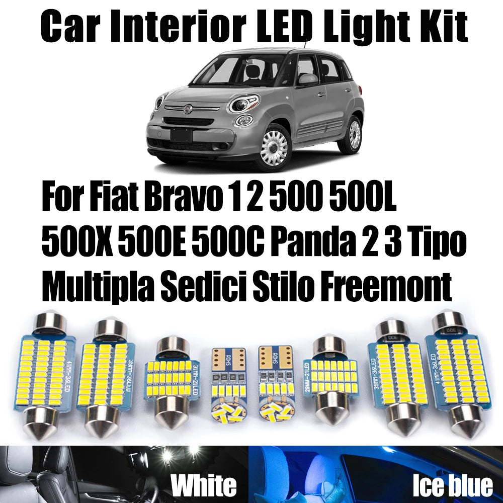 LED Interior Light Kit for Fiat Bravo 1 2 500 500L 500X 500E 500C Panda 2 3 Tipo Freemont Multipla Sedici Stilo Canbu...