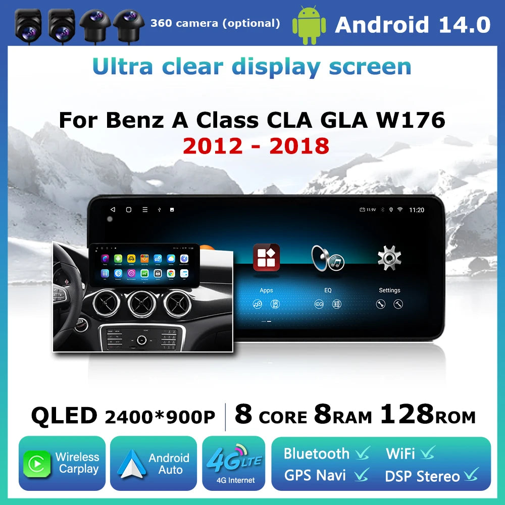 Android Auto Car Multimedia Radio Player for Mercedes Benz A Class CLA GLA W176 2012-2018