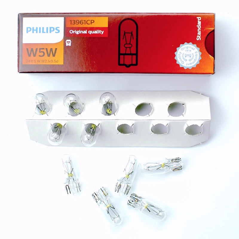 Philips Truck 24V T10 W5W Standard Turn Signal Bulbs Interior Lamp Original Position Stop