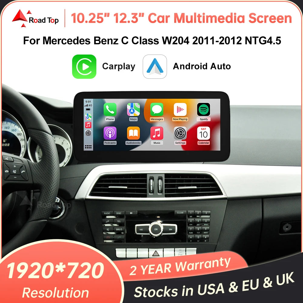 1920*720 Linux Multimedia Display Screen Wireless CarPlay Android Auto for Mercedes-Benz C | AUTOKITSHOP