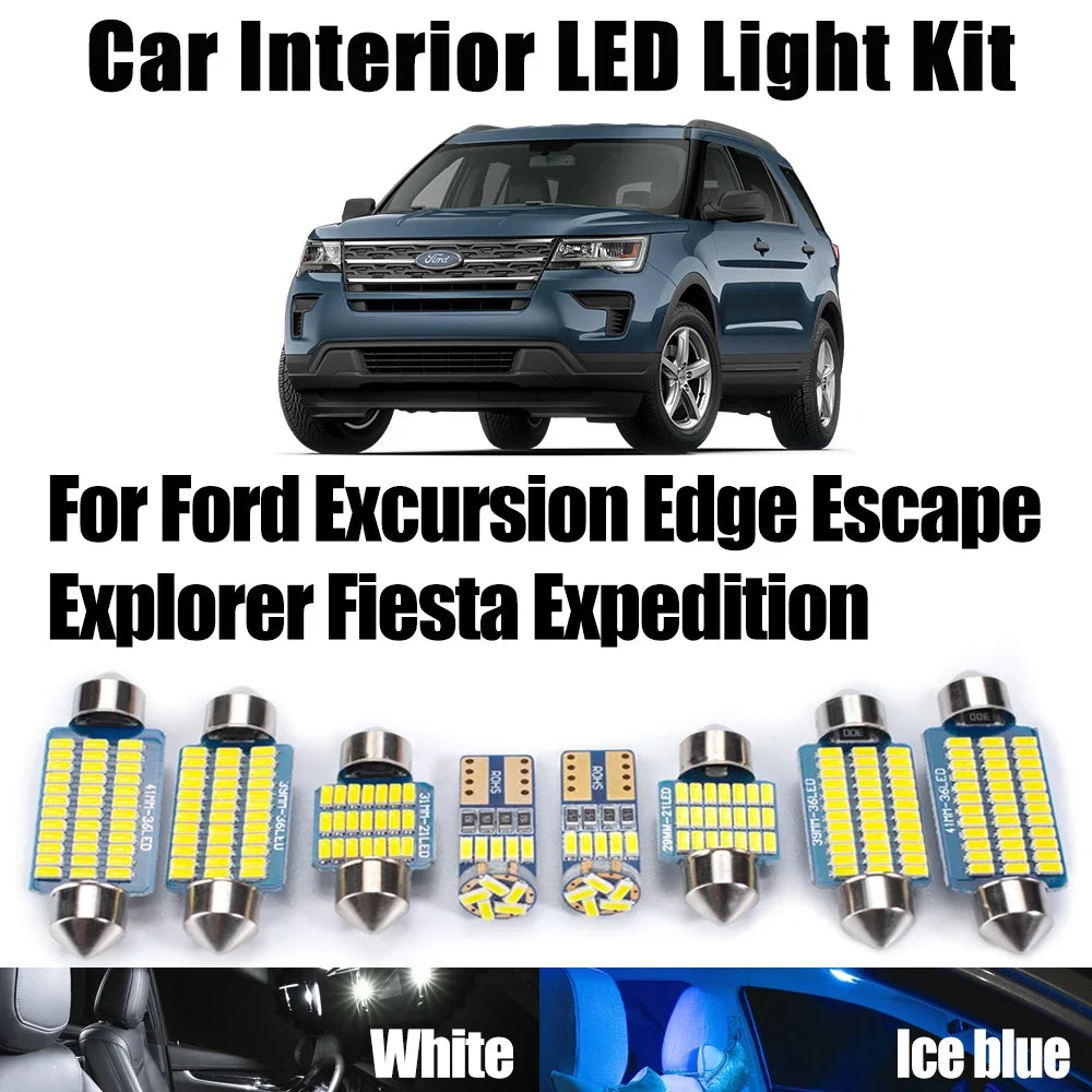 LED Interior Light Kit for Ford Excursion Edge Escape Explorer Fiesta Expedition Car Bulbs LED Interior Dome Courtesy...