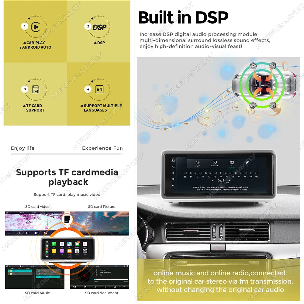 6.86'' Car Intelligent Systems Dual Speaker Smart Screen Wireless CarPlay Android Auto Mul | AUTOKITSHOP