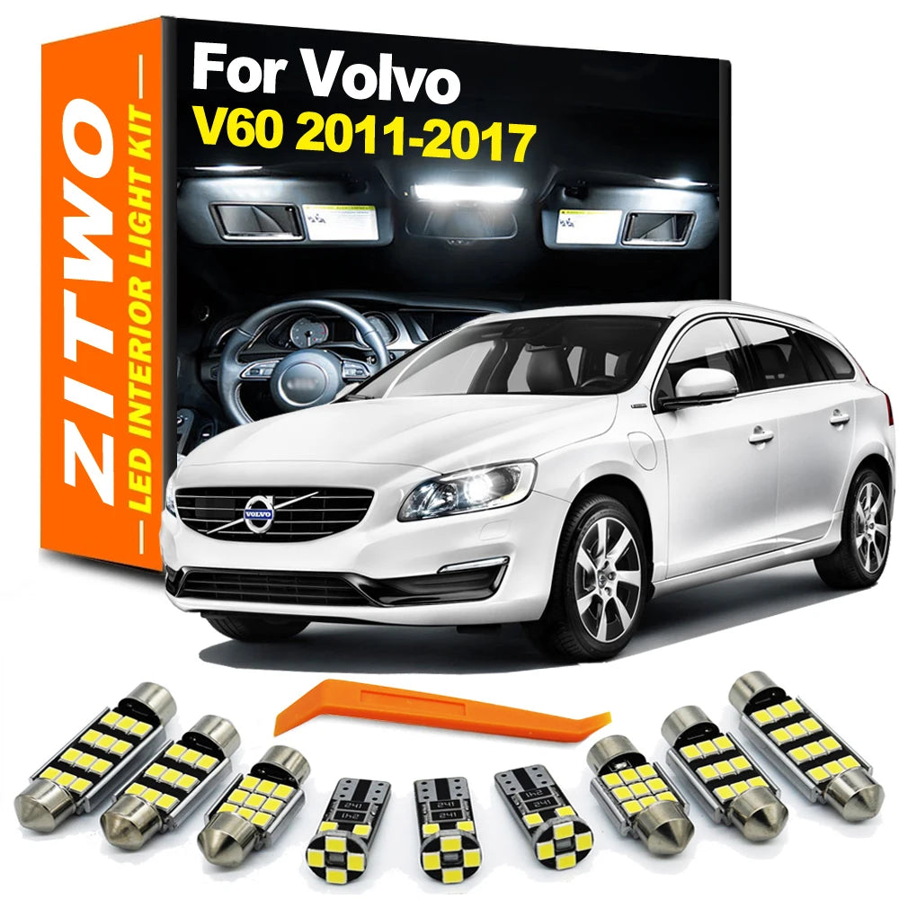 ZITWO 16Pcs Complete LED Bulb Interior Reading Footwell Light Kit For Volvo V60 2011 2012 2013 2014 2015 2016 2017 Accessories