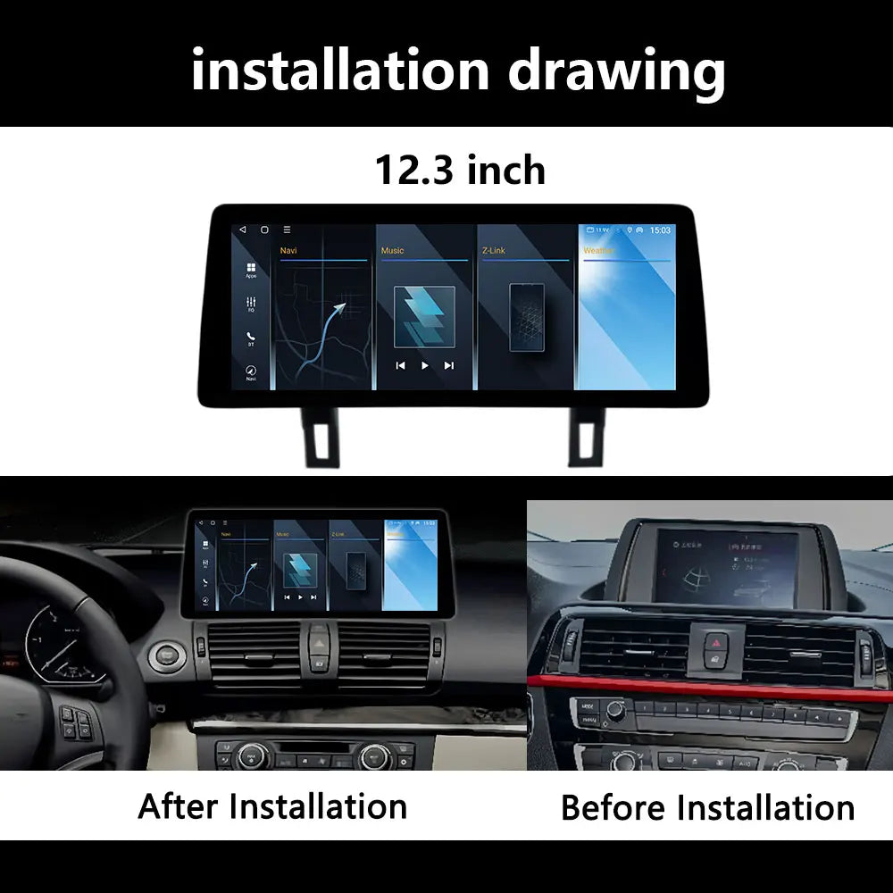 12.3inch Android For BMW 1 Series E81 E82 E87 2007 - 2011 Wireless CarPlay Car Video Multi