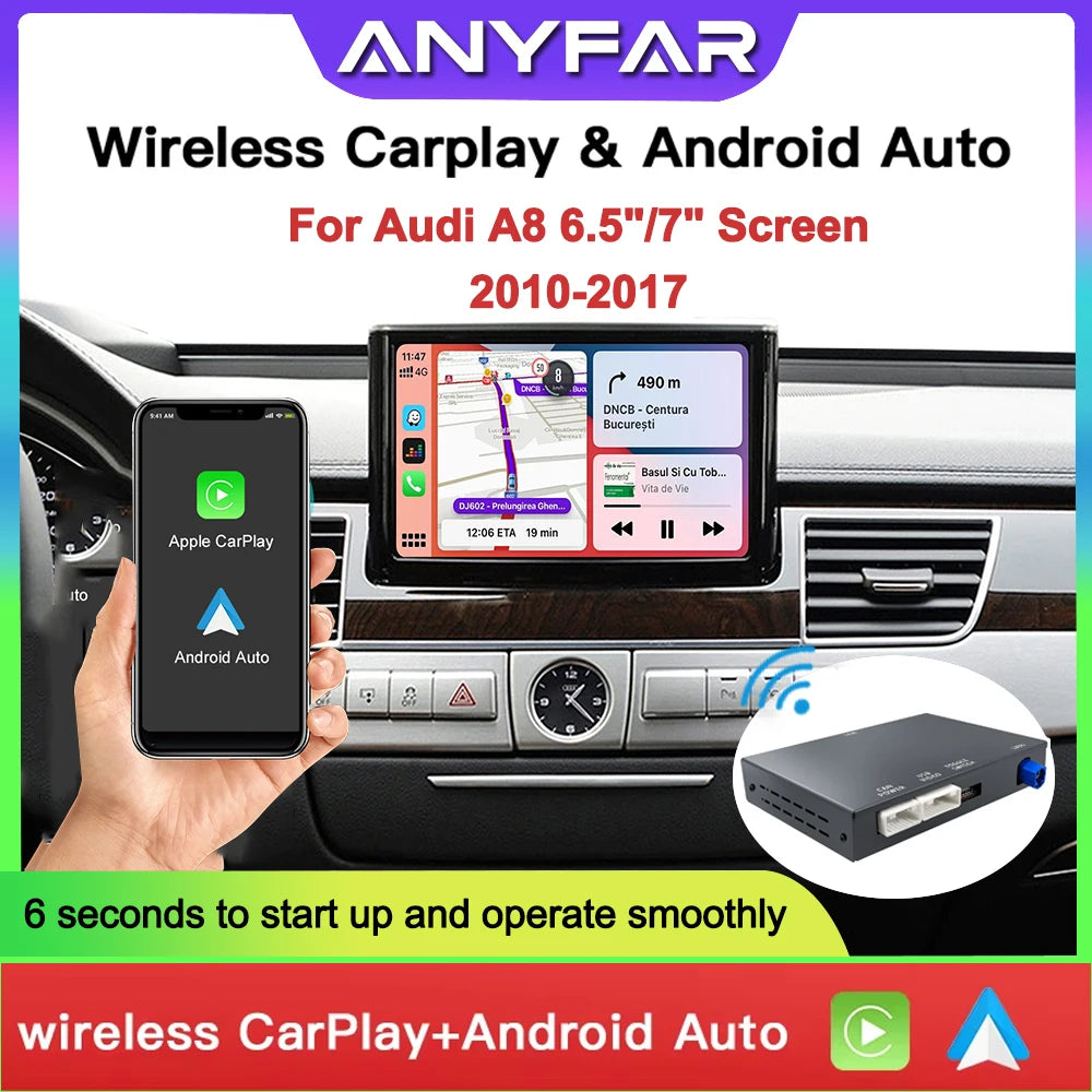 Wireless CarPlay Android auto for Audi A8 2010-2017 6.5"/7" Screen MMI 3G with CarPlay & A