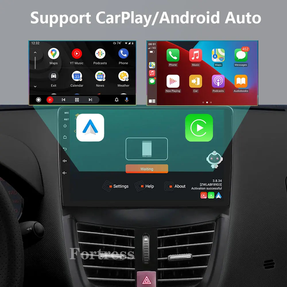 Android 16 Carplay Auto 2K Screen Car Radio BT Multimedia Player For Peugeot 207 CC 207CC