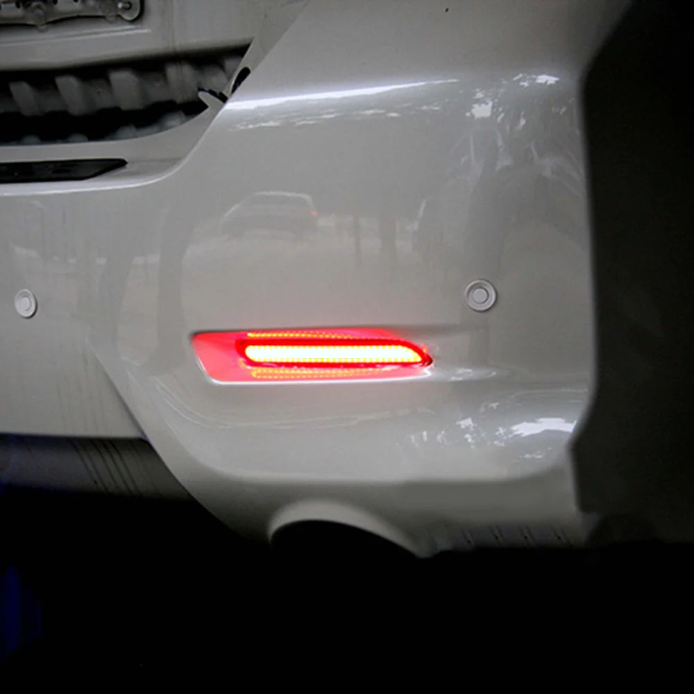 1 Pair Car Fog Red Lens Rear Bumper Reflector Tail Brake SMD LED Light Fog Warning Light