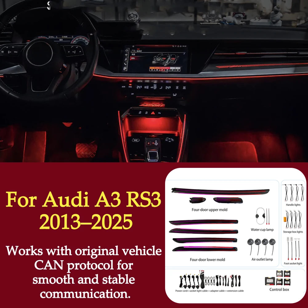 RGB - Ambient Light - for Audi RS3 A3 2013-2025 - Car Interior Lighting