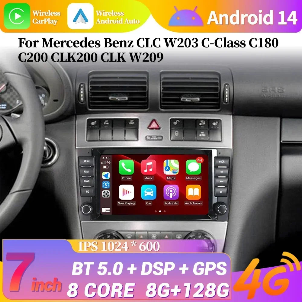 For Mercedes Benz CLC W203 C-Class C180 C200 CLK200 CLK W209 Wireless Android Carplay Mult