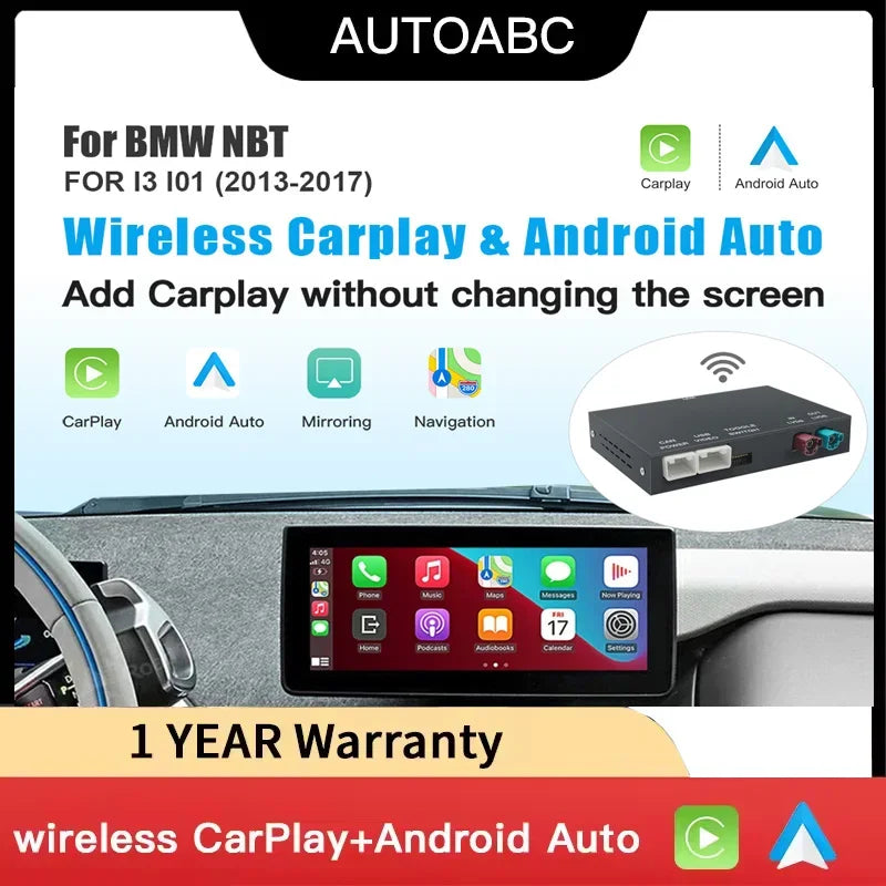 Wireless CarPlay Android AutoCarPlay Android Auto pour BMW NBT i3, I01,2013-2017 GPS, Auto