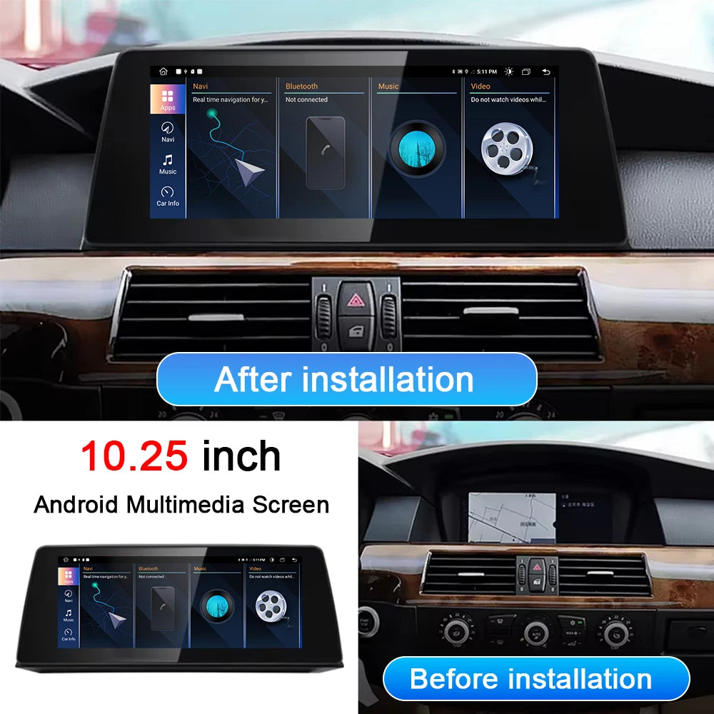 10.25INCH For BMW 3-5 Series E90 E91 E60 E61 Android 14 Wireless Carplay Car Multimedia Ra