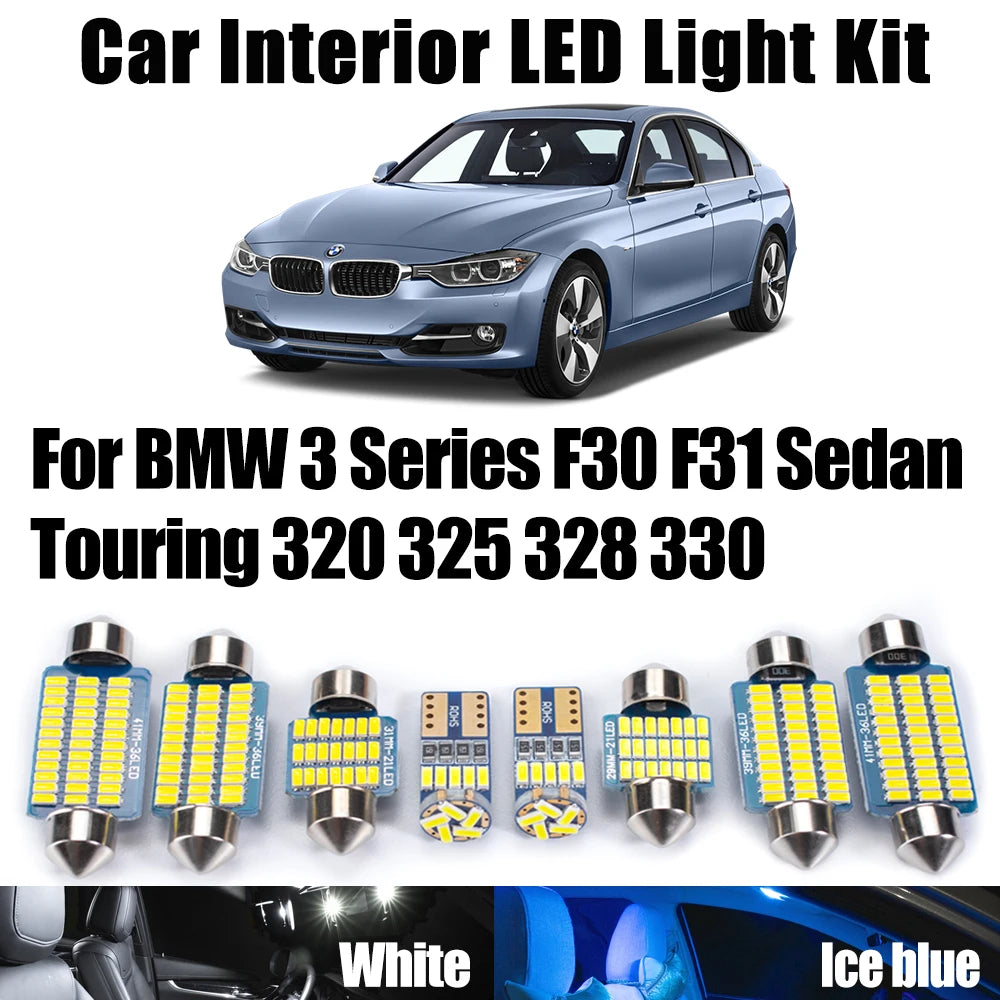 6-Piece LED Interior Light Kit for BMW 3 Series F30 F31 Sedan Touring 320 325 328 330 2013-2018 - Canbus Dome Map Doo...