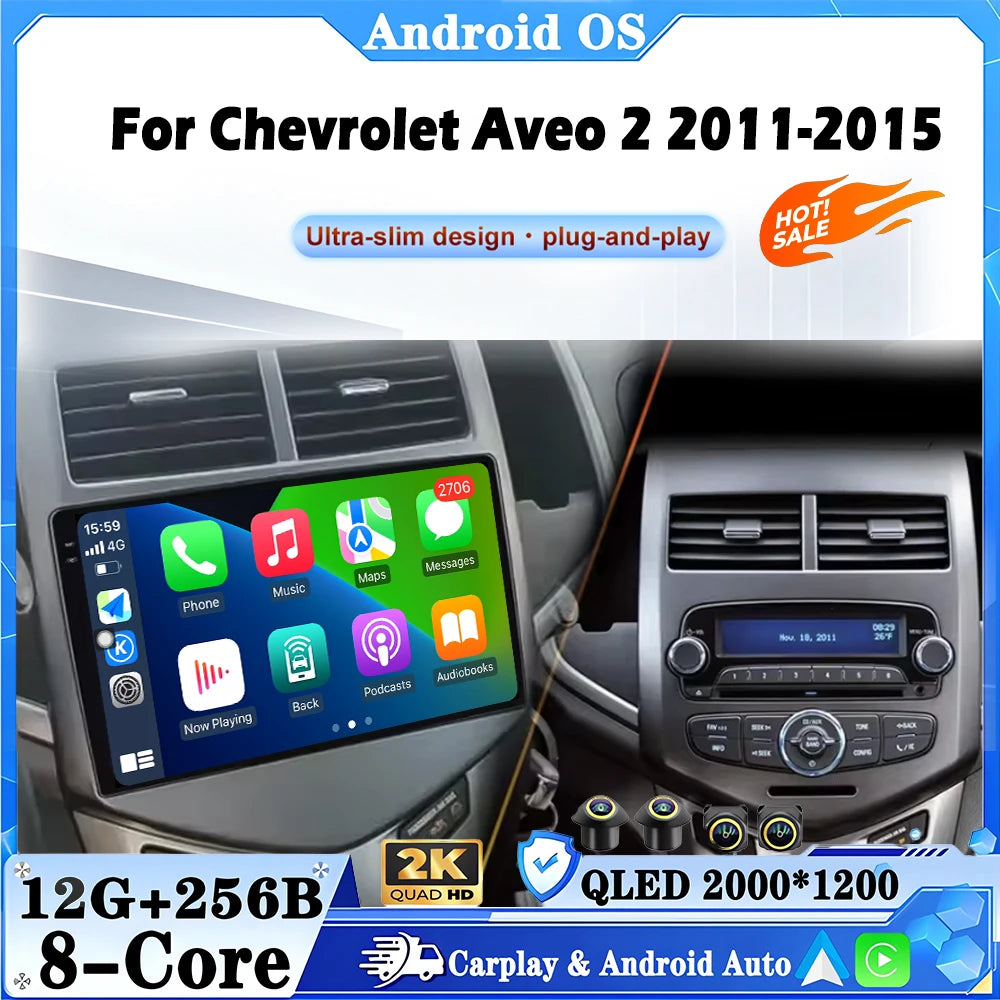Android 16 Navigation Screen For Chevrolet Aveo 2 2011-2015 Carplay Auto radio Multimedia