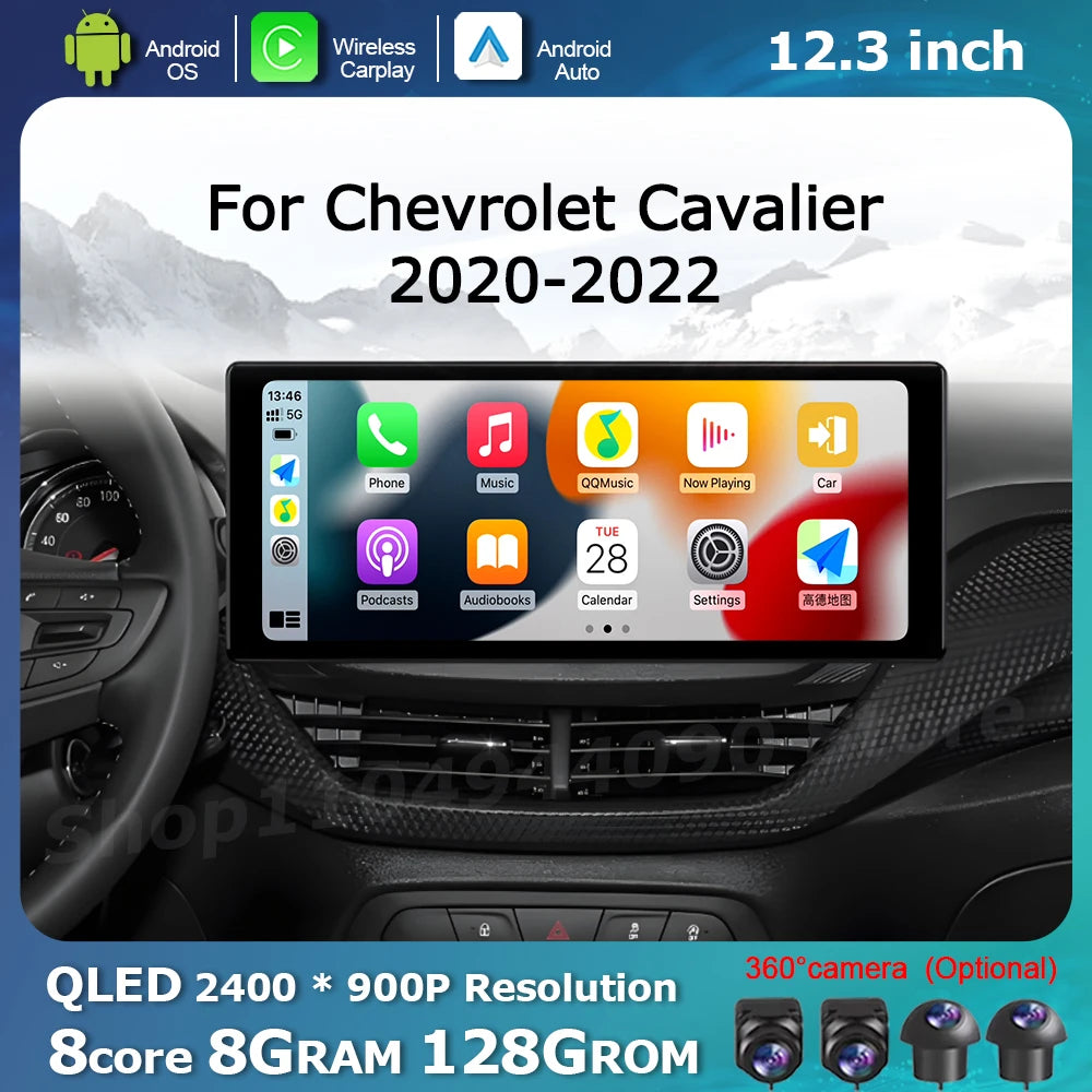 QLED 2400*900P Intelligent Car Display Screen for Chevrolet Cavalier 2020 - 2022 Multimedi