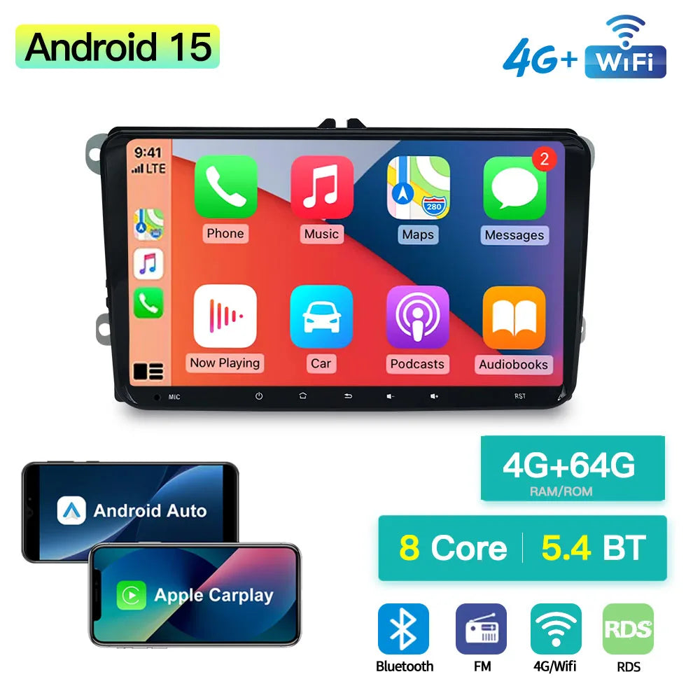 SZLELV Video Car Autoradio Player BT RDS Radio Mirrorlink Android Auto Carplay For Volkswa