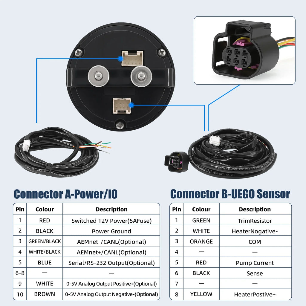 For 30-0300 X-Series AFR Wideband LSU 4.9 Lambda Meter Oxygen Sensor Controller Gauge Car 02 Air - Automotive LED Light