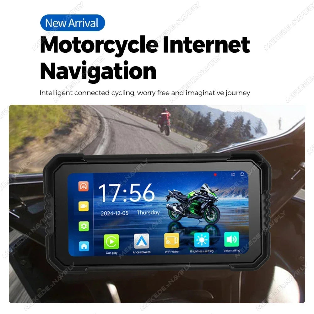 Portable 6.25inch Motorcycle GPS Navigation IP67 Moto Carplay Android Auto Front and Rear  | AUTOKITSHOP