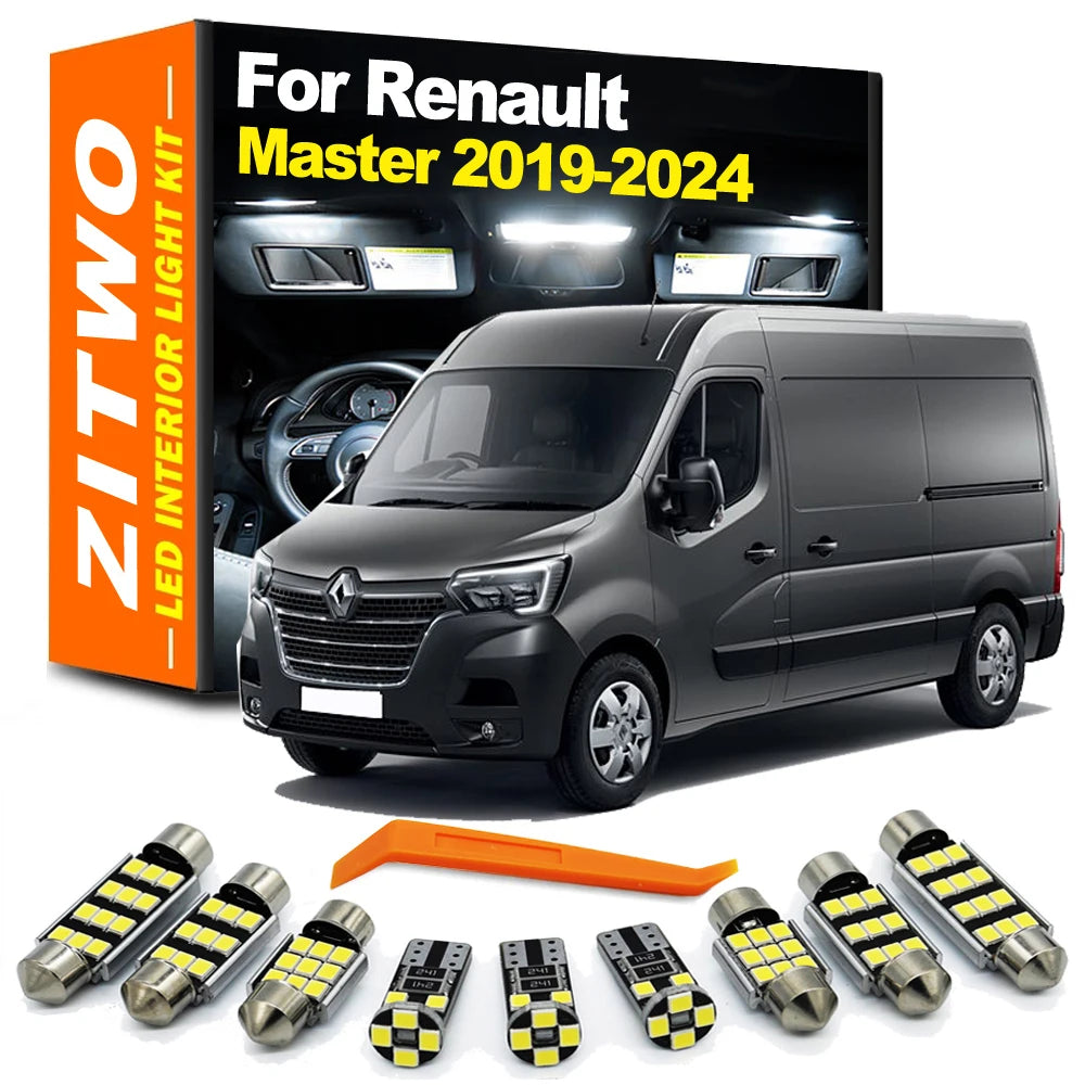ZITWO 11Pcs Canbus No Error LED Interior Dome Reading Light Kit For Renault Master 2019 2020 2021 2022 2023 2024 Car Accessories
