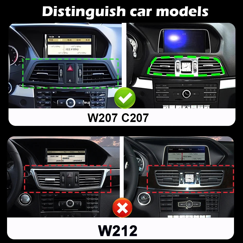 for Mercedes Benz E Class C207 W207 A207 2009-2015 Android14 Car Radio Video Wireless Play
