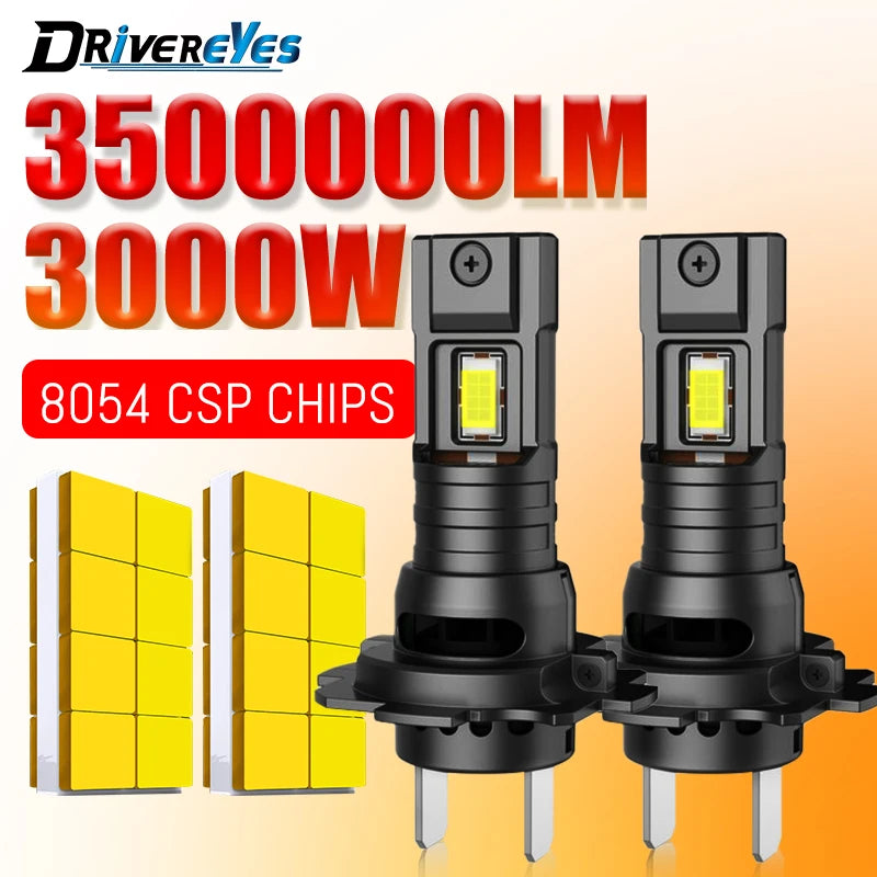 3500000LM 3000W H7 LED Headlight Canbus No Error 1:1 Size 12V Mini Diode Plug&Play 16PCS 8