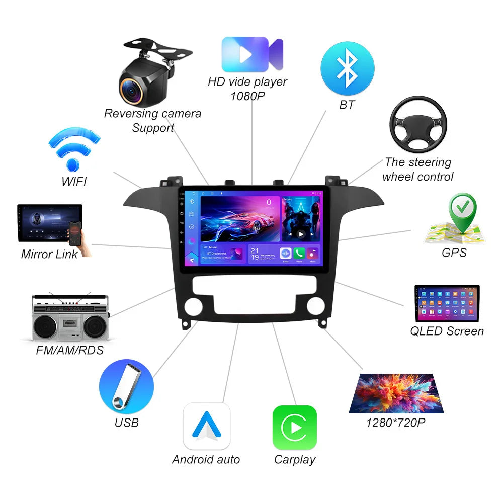 Android 16 For Ford S Max S-max 2007 2008 2009 2010 2011-2015 Car Radio Multimedia Video P | AUTOKITSHOP