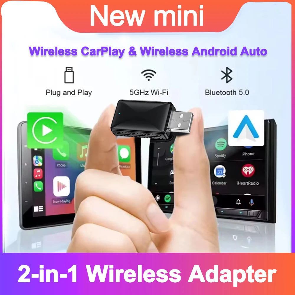2024 2in1 Wireless Android Auto Adapter Carplay Smart Dongle Plug and Play For Kia Volvo A