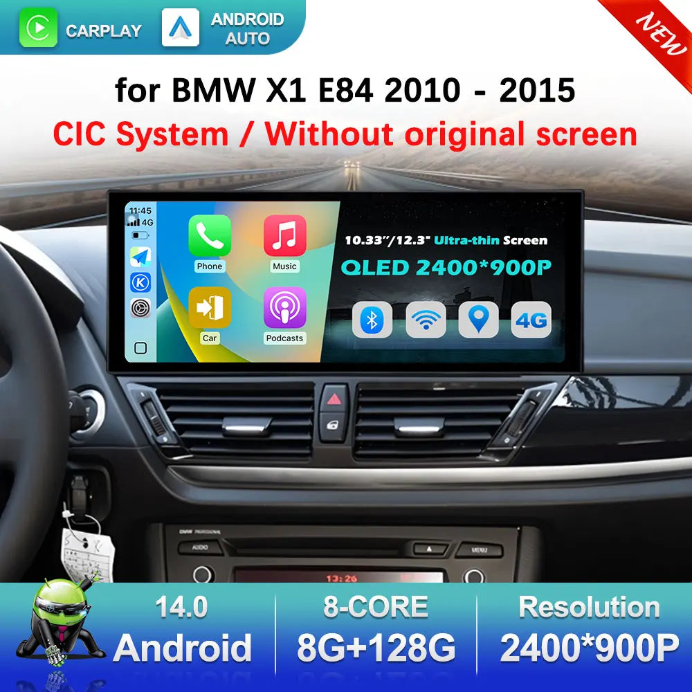 Android 15 Carplay Car Radio Multimedia Video Player for BMW X1 E84 2010 - 2015 CIC System